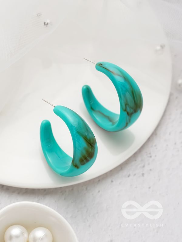 Effortlessly Classy - Statement Hoops (Turquoise)