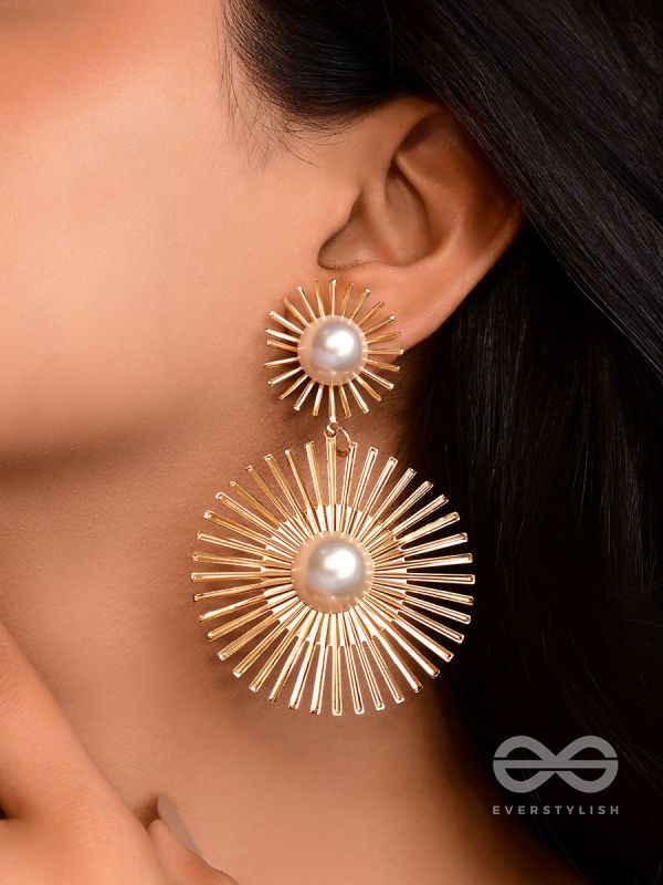 Pearls of Sunshine - Golden Statement Earrings