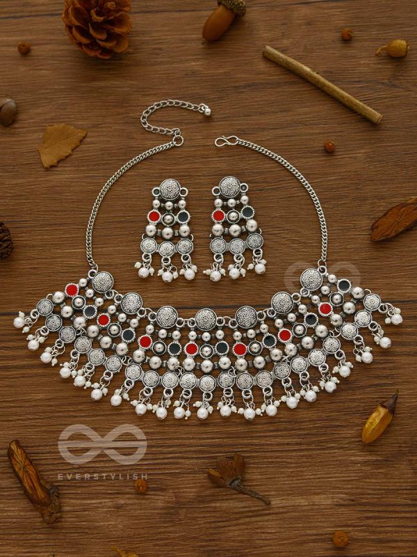 The Boho Barrage - Statement Set of Enamelled Earrings and Neckpiece