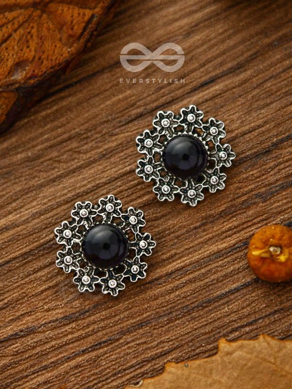 Onyx in a garden - Tiny Trinket Earrings