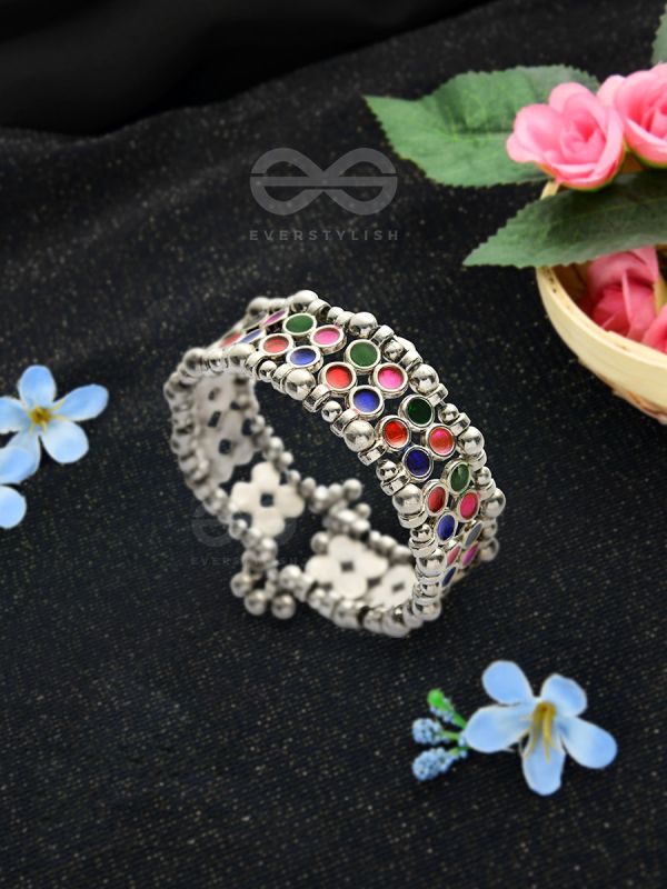 The Elegant Symmetry - Adjustable Enamelled Bracelet (Multicoloured)