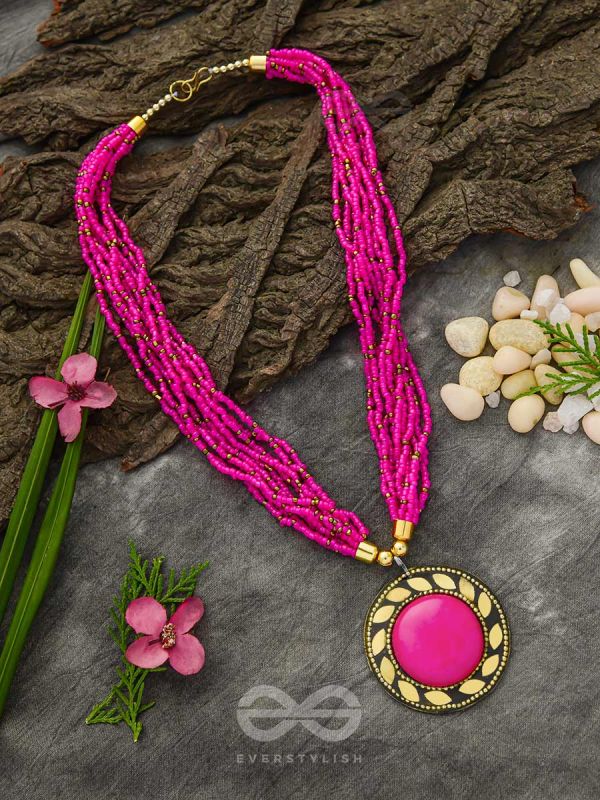 The Timeless Elegance- Beautiful Beaded Neckpiece (Magenta)