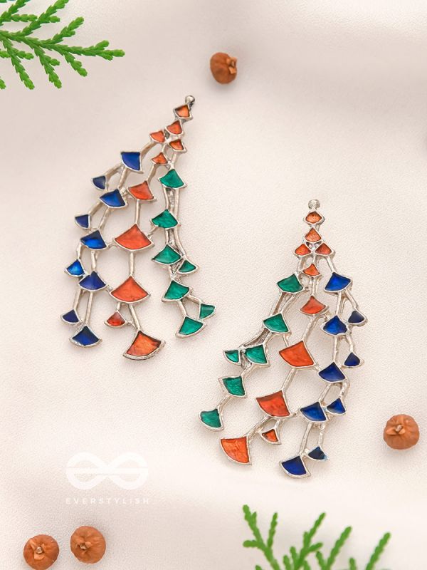 The Vibrant Vines- Oxidised Enamelled Earrings