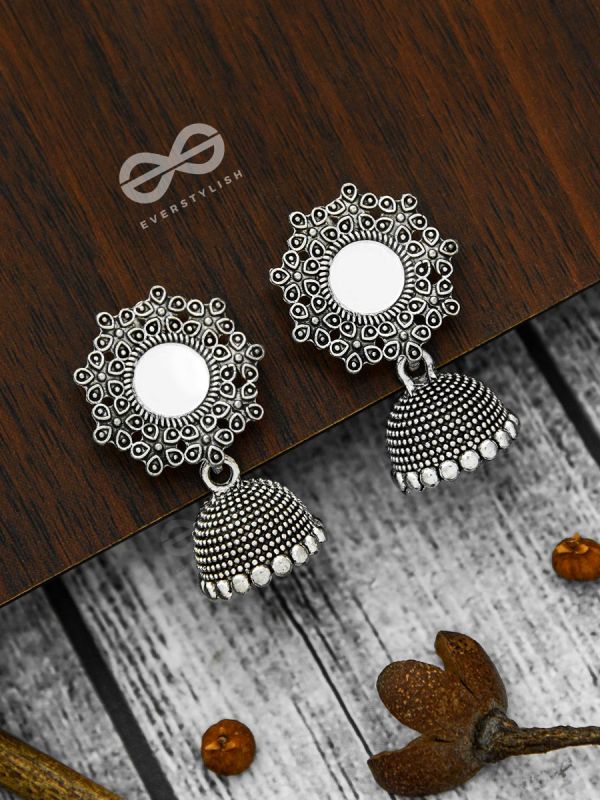 Mirage of Petals Oxidised Jhumkas