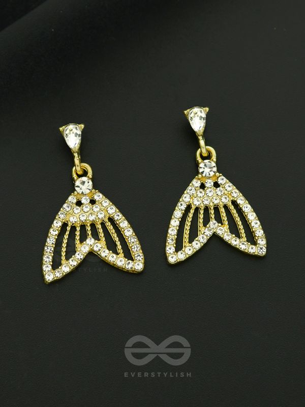 Sea Saga- Gem Stone and Rhinestones Studded Golden Earrings