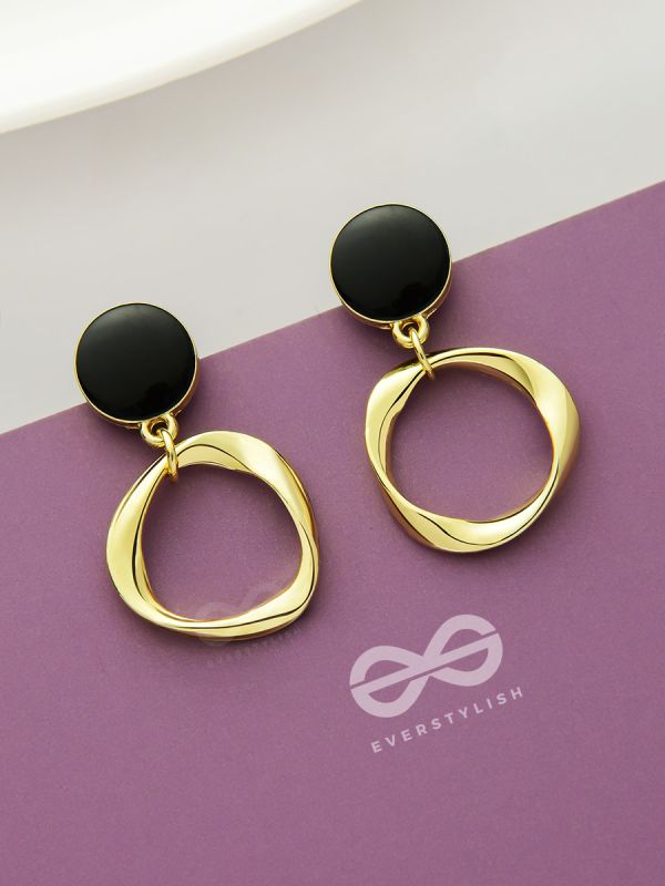 Raven Loops- Black and Golden Earrings