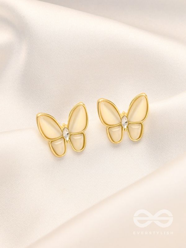 The Butterfly Effect- White and Golden Earrings