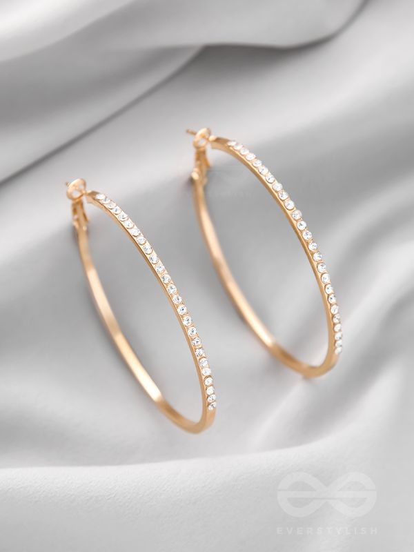 The Ring of Light- Golden Rhinestone Hoop Earrings