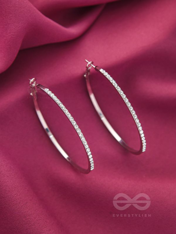 The Ring of Light- Silver Rhinestones Hoop Earrings