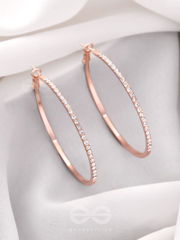 The Ring of Light- Rose Gold Rhinestones Hoop Earrings