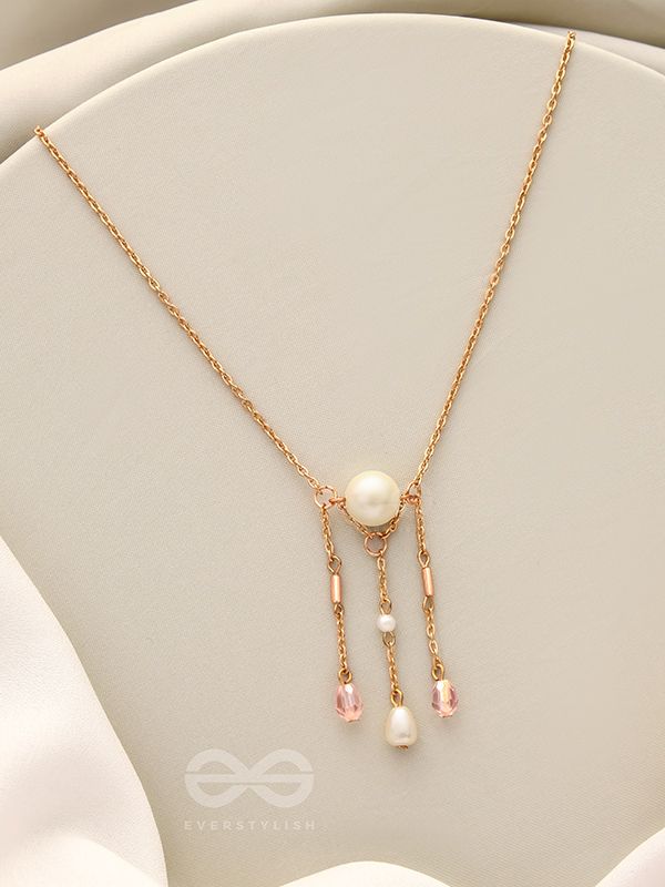 Over the Moon- Golden Pearl and Beads Necklace