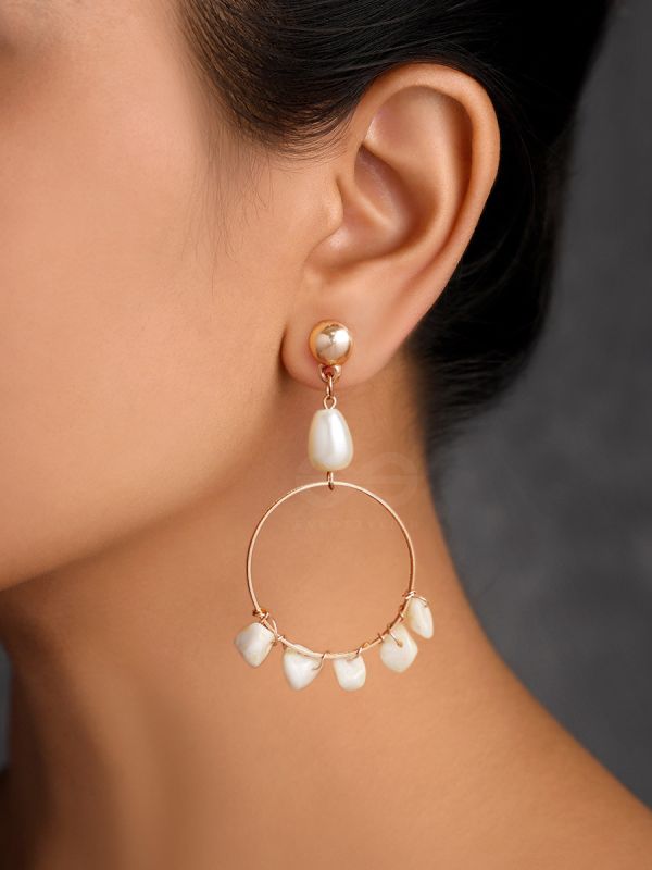 The Snow Globe- Golden Stone Earrings