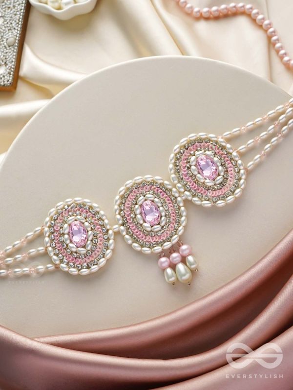 Avaarya- The Enchanting- Stones, Pearls and Sequins Embroidered Choker Necklace 