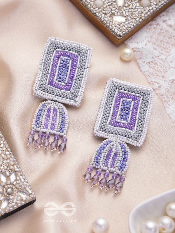 Haarya- The Beautiful Bell- Beads and Glass Drops Embroidered Earrings