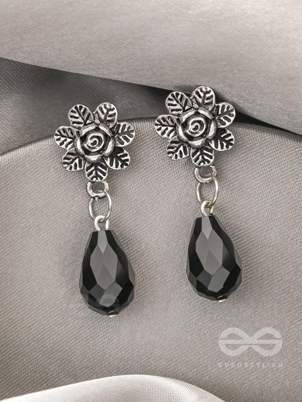 The Frosted Flower- Tiny Trinket Earrings (Ebony Black)