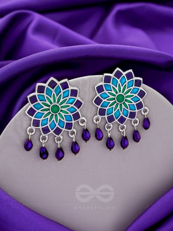 The Midnight Sun- Silver Enamelled Earrings