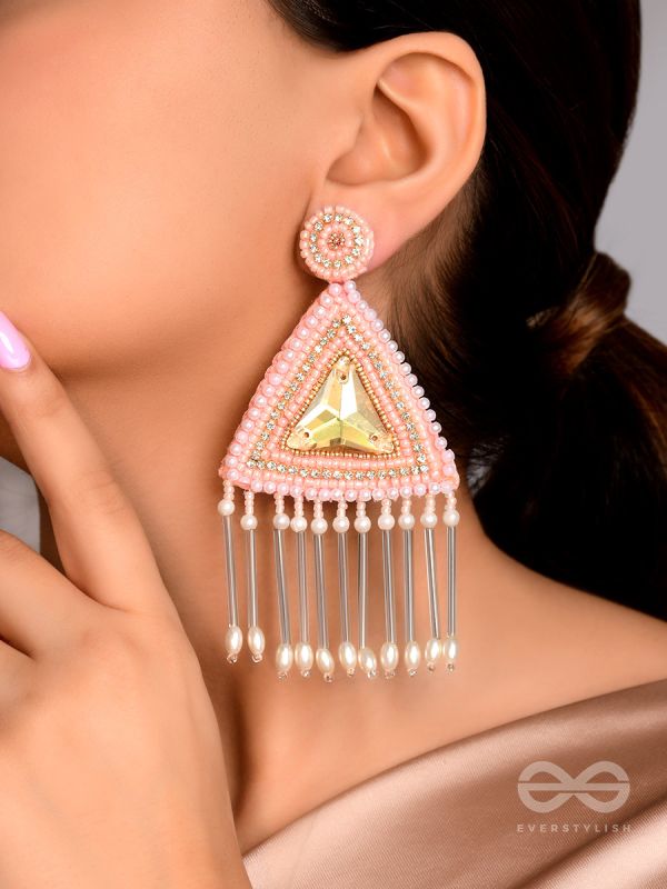 Akshkarna- The Exquisite Triangle- Pearls and Stones Embroidered Earrings