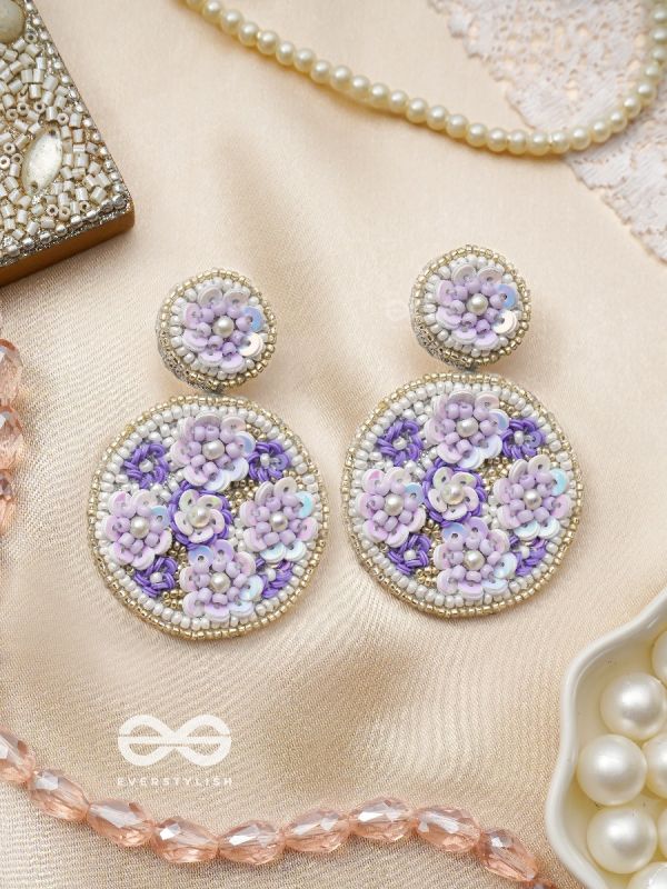 Nimrukti- The Purple Dusk- Pearls and Sequins Embroidered Earrings