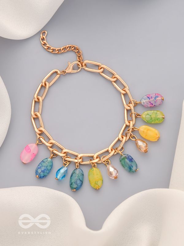 The Rainbow Drops- Golden Embellished Bracelet