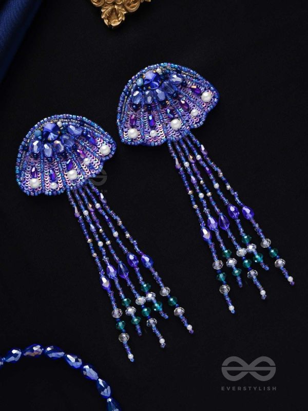 Nidusha- The Enigmatic Fish - Stones and Sequins Embroidered Earrings