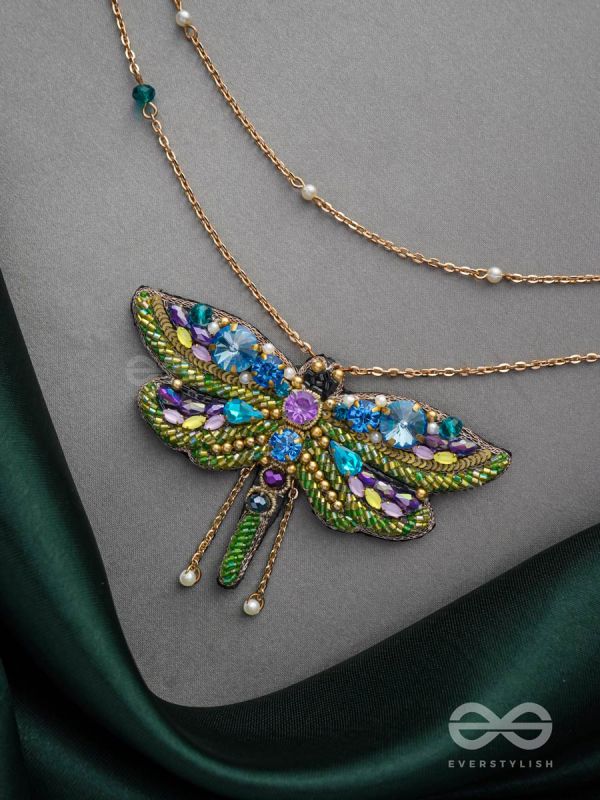 Chitrang- The Colorful Butterfly- Stones and Sequins Embroidered Necklace