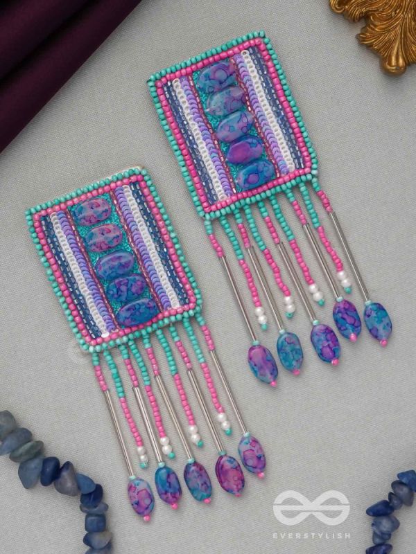 Adhvan- The Stony Path- Stones, Sequins and Beads Embroidered Earrings