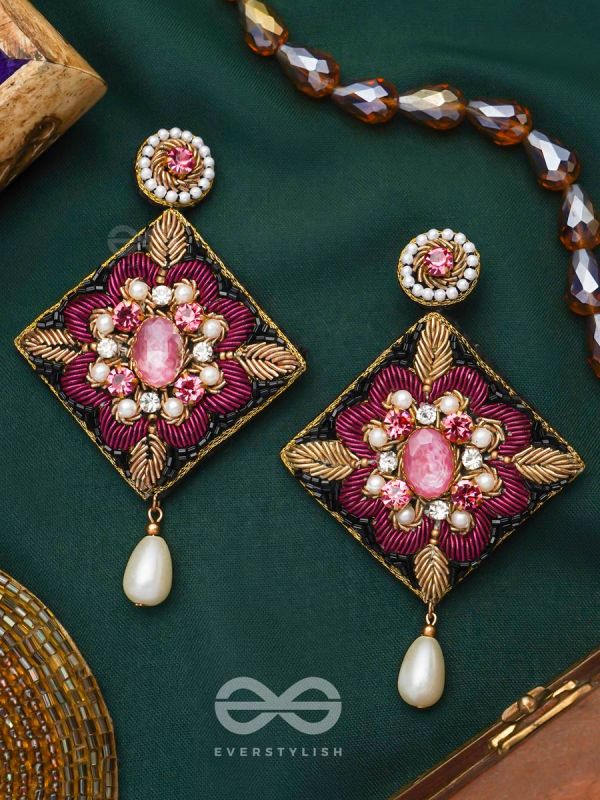 Kisalaya- The Delicate Bloom- Pearls and Stones Embroidered Earrings