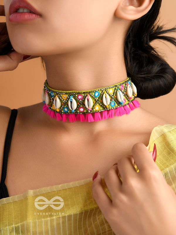 Dyotana- The Sparkling Colors- Resham and Mirror Embroidered Choker Necklace 