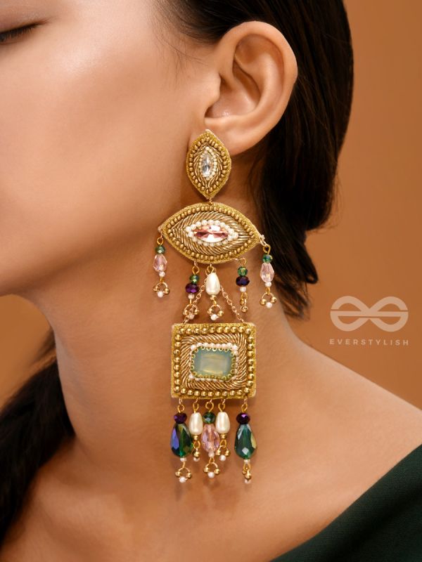 Akshan- The Divine Eye- Pearls and Stones Embroidered Earrings 