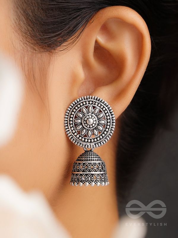 The Sun Glare- Oxidised Jhumka Earrings