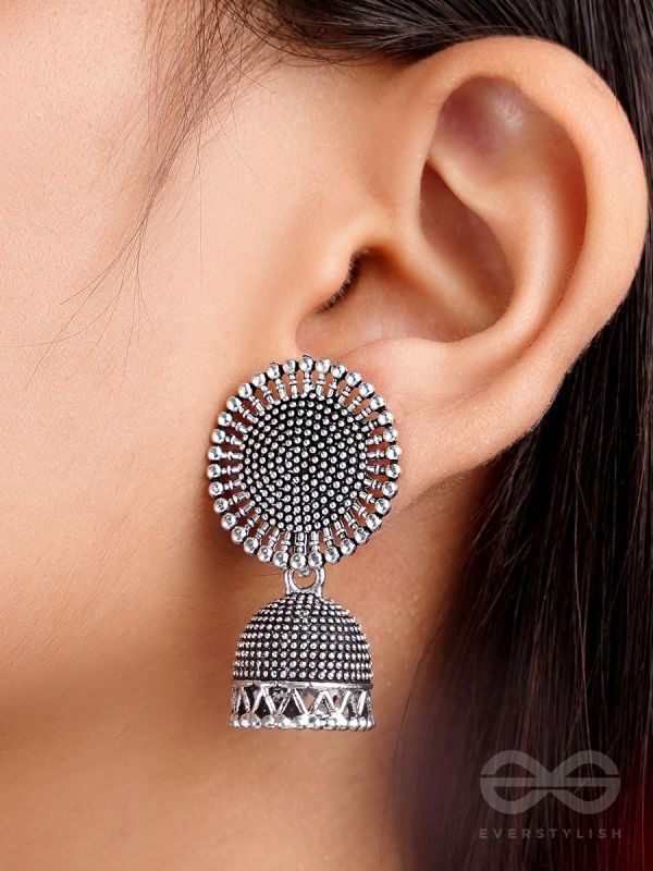 The Blazing Sunbeams- Oxidised Jhumka Earrings