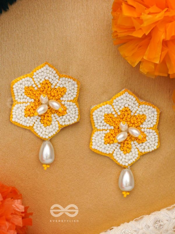 Elaana- The Charming Marigold- Pearls and Resham Embroidered Earrings