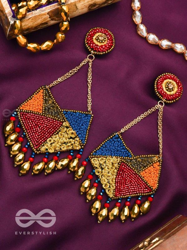 Dyuvan- The Colorful Paradise- Resham and Glass Beads Embroidered Earrings