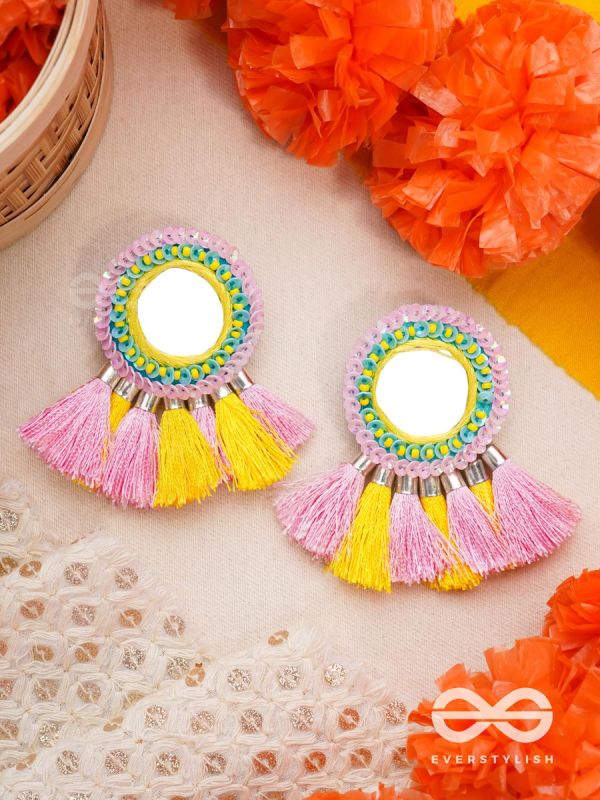 Aatapa- The Warm Sunrays- Mirror, Reshma and Sequins Embroidered Earrings