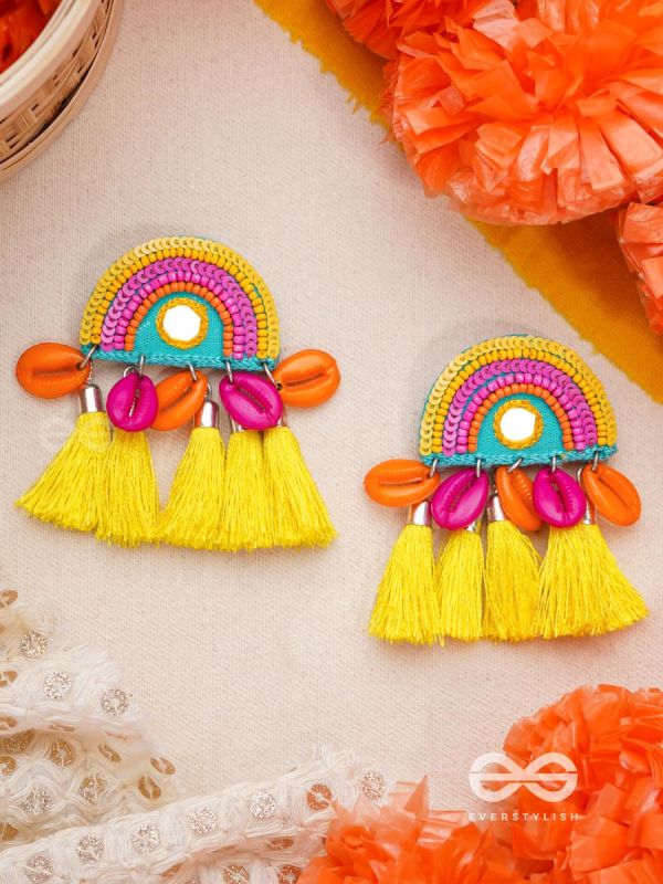 Inodaya- The Alluring Sunrise- Resham and Sequins Embroidered Earrings