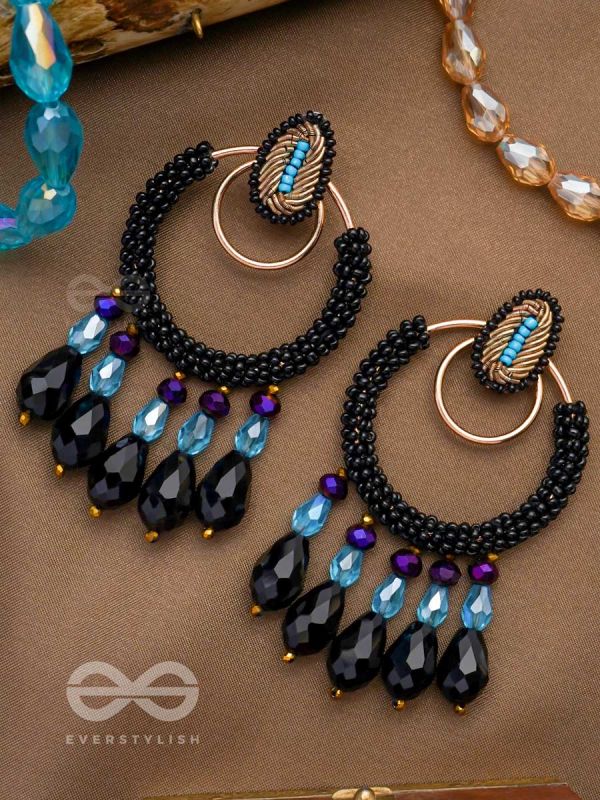 Abhineela- The Mysterious Night- Stones and Beads Embroidered Earrings