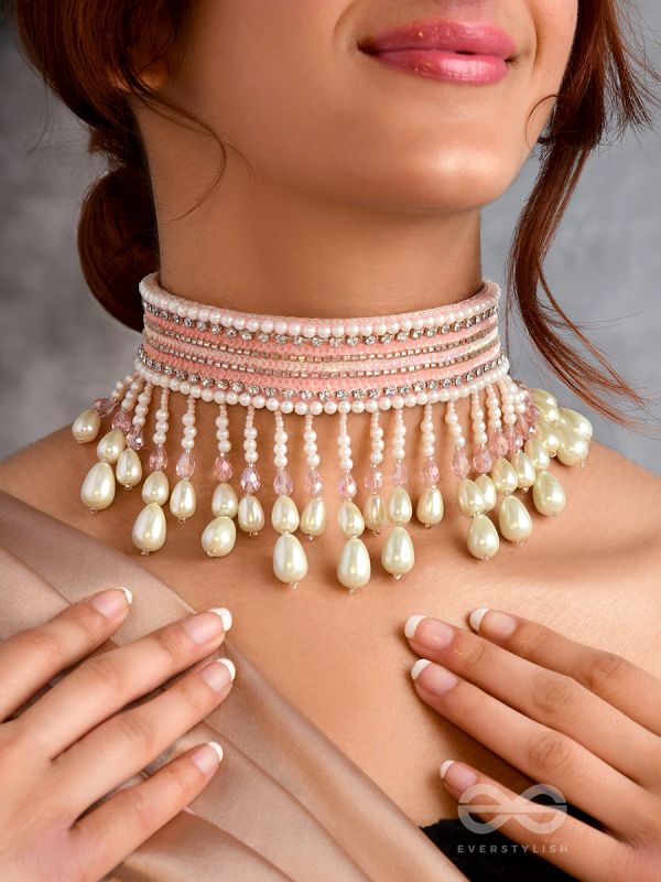 Avasya- The Dew Drops- Pearls and Stones Embroidered Choker Necklace