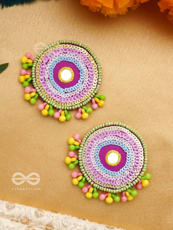 Dhriti- The Mythical Garden- Mirror, Resham and Sequins Embroidered Earrings