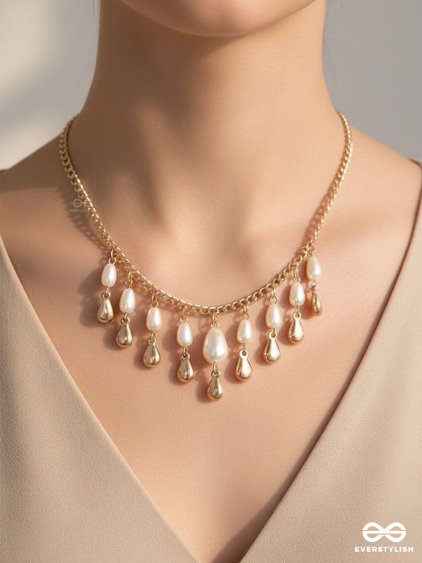 The Rainmaker- Golden Embellished Necklace With Anti-Tarnish Coating 