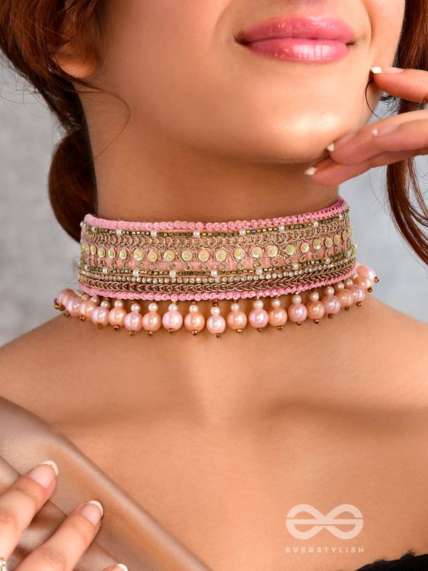 Architam- Beautifuly Decorated- Pearls, Lace and Sequins Embroidered Choker Necklace