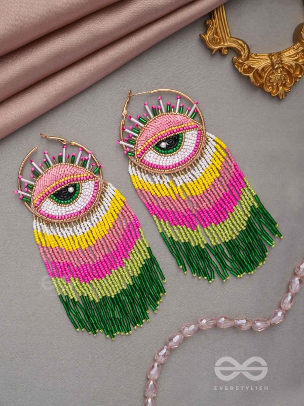 Preetimaya- Tears of Joy- Beads and Cutdana Embroidered Statement Earrings