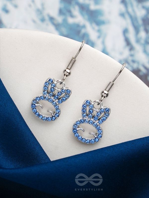 The Blue Bunny- Golden Embellished Earrings