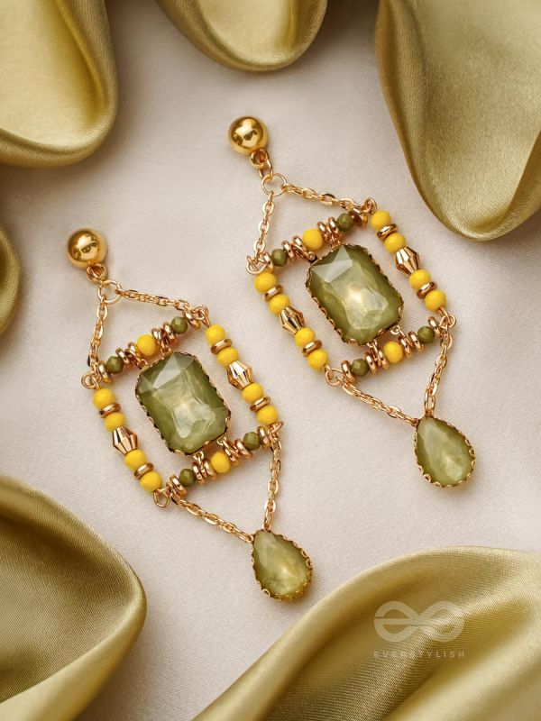 The Mirror Trap- Golden Embellished Earrings