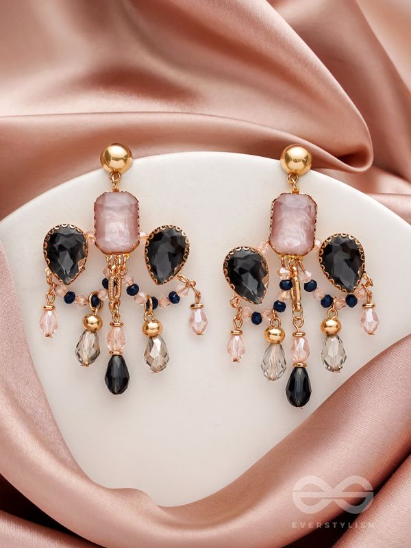 The Jeweled Wings - Golden Embellished Earrings