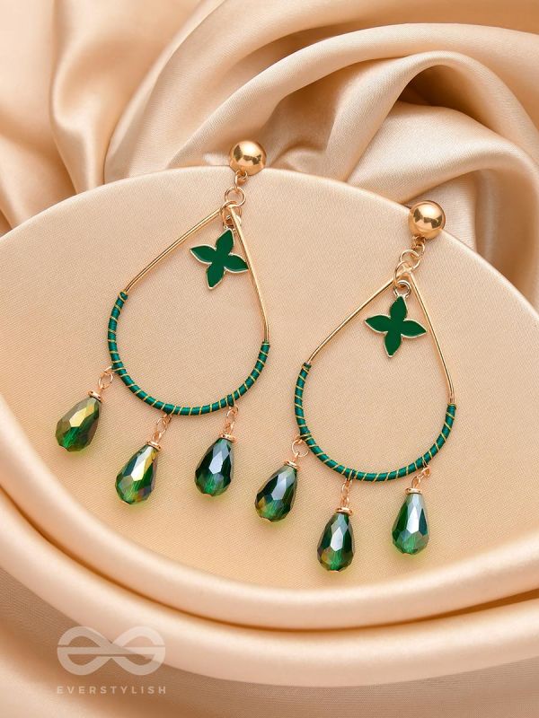 The 'Jade'drops- Golden Embellished Earrings