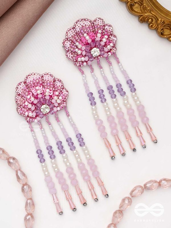 Srautika- The Pearl Shell - Pearls, Stones and Sequins Embroidered Earrings