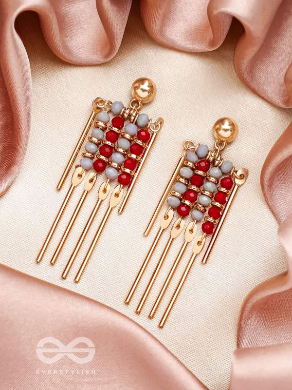 The Sparkling Fireworks- Golden Embellished Earrings