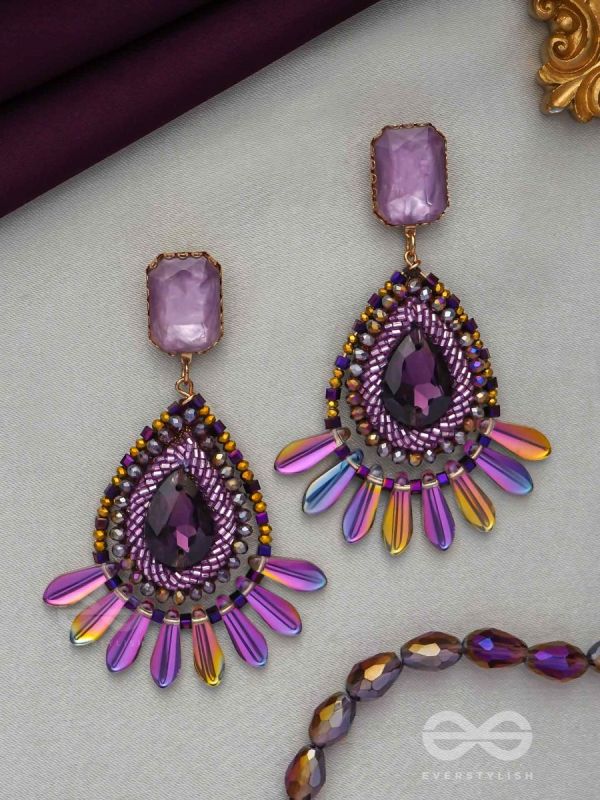 Shraayava- The Blooming Flower-  Stones and Glass Beads Embroidered Earrings