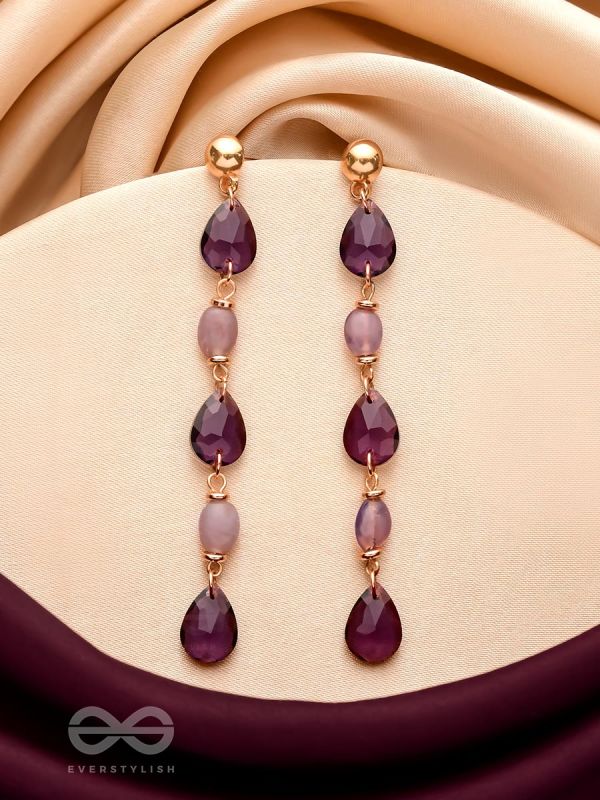 The Plum Passion- Golden Embellished Dangler Earrings