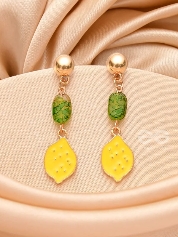 The Lemon Twist- Golden Enamelled Earrings